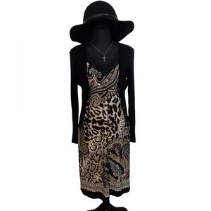 Chicos Elegant Black and Cream Dress